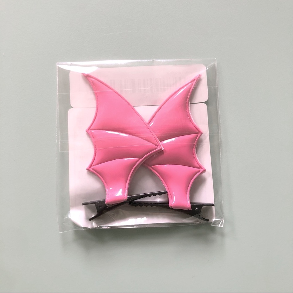 2pc Pink Bat Wings Hair Clips